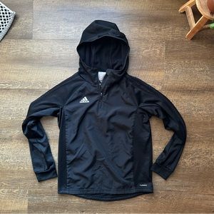 Adidas Boys Pullover Hooded Zip Medium Black Hoodie Athletic Play Sports 11 12